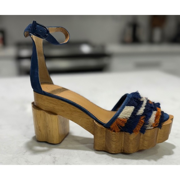 New! Tory Burch‎ Alma Platform Wooden Block Heels Sz 6.5 $595 - Picture 6 of 11